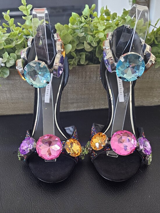 Gianni Bini Shoes - Gianni Bini Black Stiletto Heels Shoes w/Multicolor Gems Women's Sz 7.5 & 8M NEW